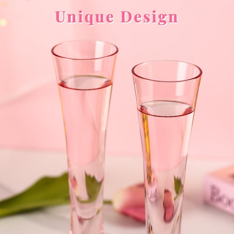 Pink Crystal Champagne Flutes Set of 2 – 5oz Handcrafted