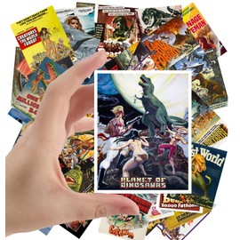 Large Stickers (24 pcs 2.5"x3.5") Dinosaur Monster Prehistoric Vintage Trash Movie Posters Ads