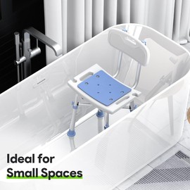 Delog Heavy Duty Shower Chair with Back 500lb, Padded Bath Seat with Height Adjustable, Tool Free Anti-Slip Shower Bench Bathtub Stool for Elderly, Senior, Handicap & Disabled