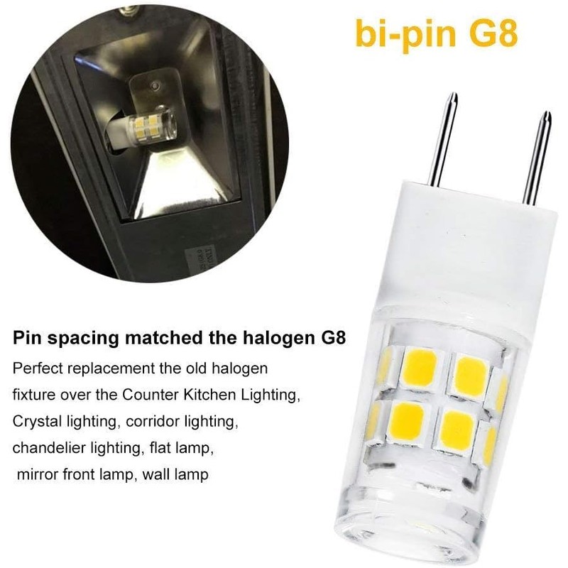 5-Pack GY8.6 G8 LED Bulb 3W, 120V 30W Halogen Replacement
