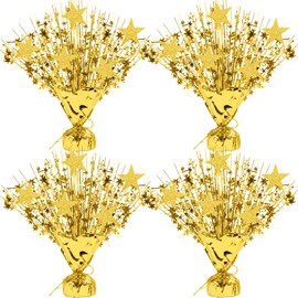 LACGO 4 PCS Metallic Foil Spray Centerpieces for Table - 12’’ Gold Centerpieces Decors with Star Party Favor Supplies for Wedding Birthday Baptism Graduation Celebration Home Decorations