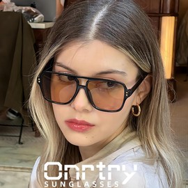 Onrtry Retro Aviator Sunglasses Women Men 70s Vintage Square Frame Sun Glasses UV400 Shades(Brown/Brown)