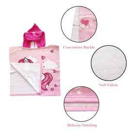 Spldsun Bath Poncho with Hood Child, Bath Towels Beach Towels Children, Bath Towel Children, Bath Poncho Children, Soft, Breathable, for Children from 2-8 Years (Unicorn)