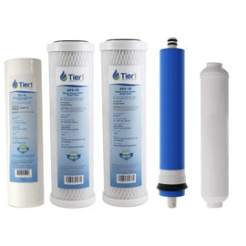 5 Stage Reverse Osmosis FULL Replacement Water Filter Kit with 50 GPD Membrane by Tier1