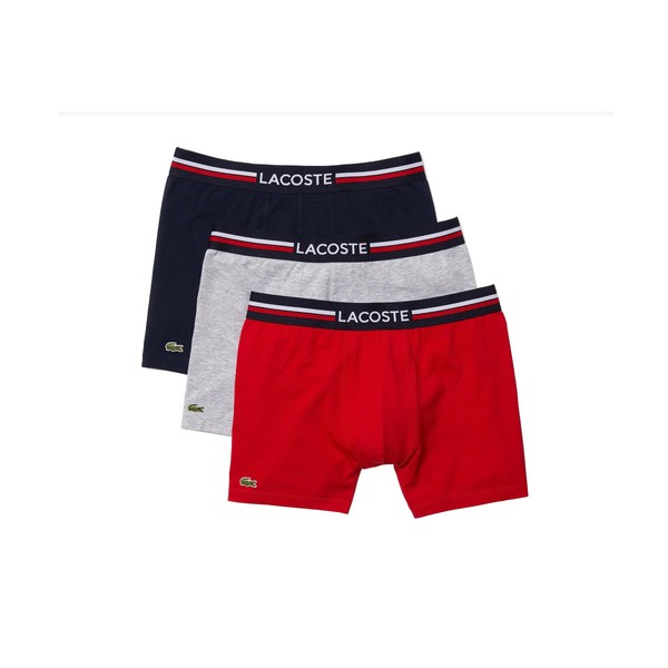 Lacoste Men’s Cotton Stretch Big Croc Print Trunks, 3-pack