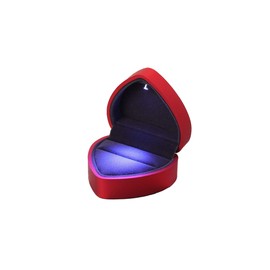 DELALO Elegant Ring Box with Velvet Lining and LED Lighting 70 x 65 x 45 mm (Red)