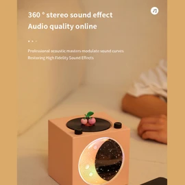 Dpofirs Vintage Bluetooth Speaker with Night Light, 360° HiFi Stereo Sound Record Player Speakers, Ambient Moonlight Lamp for Bedroom Home Decor