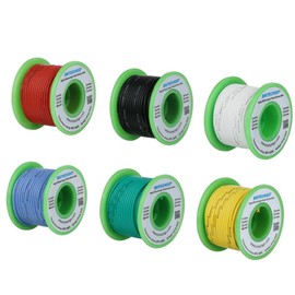 BNTECHGO 24 Gauge Silicone Wire Kit 6 Color Each 50 ft Flexible 24 AWG Stranded Tinned Copper Wire