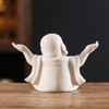 Houlu Small White Laughing Buddha Statue for Home Decor, Ceramic