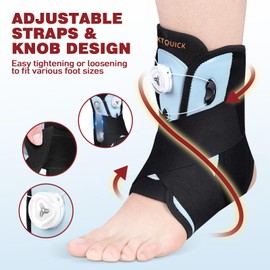 KTQUICK Adjustable Ankle Brace with Rotary Knob, Foot Brace with Removable Stabiliser for Plantar Fasciitis, Arthritis, ACL, Joint Pain, Heel Spurs, Sports, Right & Left - S