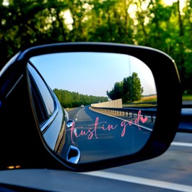 Rearview Mirror Decal, 3X Trust in God Vanity Mirror Stickers, Car Window Decal for Women,Car Accessories Gifts (Pink)