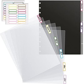 Letter Poly Tab Dividers for Discbound Notebooks, Disc Bound Planner Supplies Discbound Divider Tabs Binder Index Dividers for Notebook, Black Semi Transparent (2 Sets, 11 Sheets in Total)