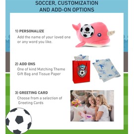 DolliBu Pink Narwhal Stuffed Animal with Soccer Ball Plush - Soft Huggable Narwhal, Adorable Playtime Narwhal Plush Toy, Cute Ocean Life Gift for Kids and Adults - 11.75 Inch