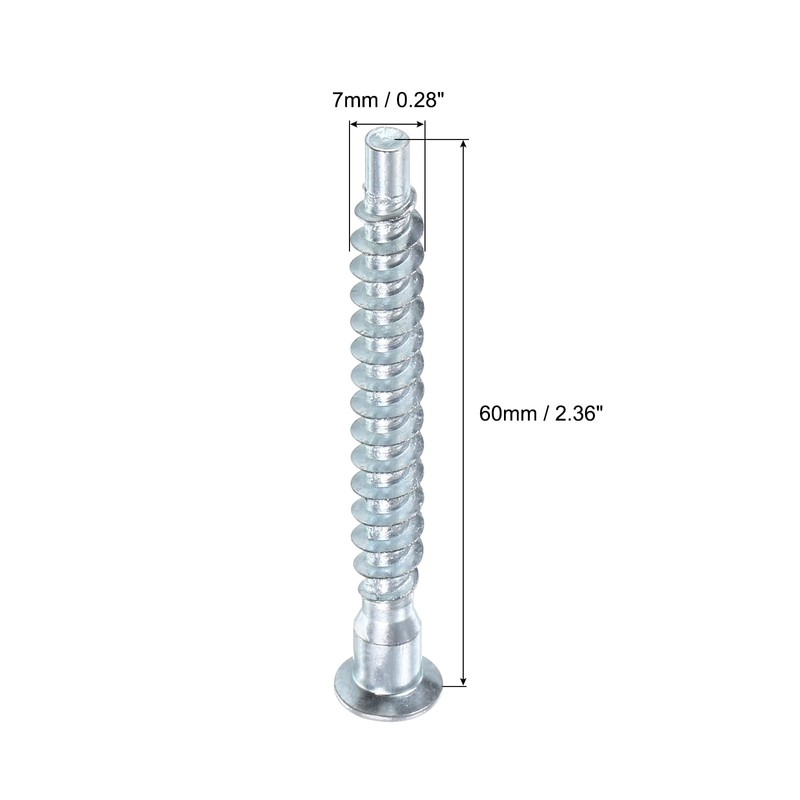 sourcing map Furniture Confirmat Screw, 50pcs 7x60mm Hex Socket Wood