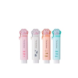 Vokowin 4 Pieces Cat Paw Shape Erasers Retractable Cute Rubber for Kids Push Pull Eraser for Students Writing Office School Supplies (K64-4)