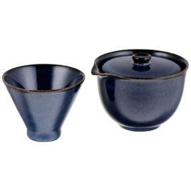 Suzuki Mino Ware Treasure Bottle Teapot and Teacup Set, Sea Cup, Blue, 7128-0570 Treasure Bottle - Approx. 6.3 fl oz (180 ml), Sencha Bowl: Approx. 4.2 fl oz (120 ml)