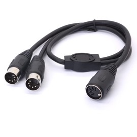 HTGuoji MIDI Y Splitter Cable Adapter, Din 5 Pin Female Jack to Dual 2 Male Plug Socket MIDI Cable for MIDI Mixers,MIDI Keyboards,Music Mixers Electronic Pianos 50cm