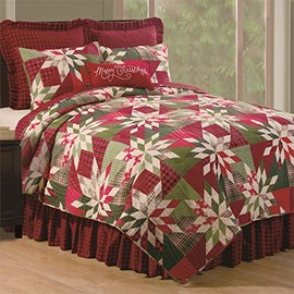 C&F Home Northlyn Red Lodge Rustic Cabin Buffalo Check Christmas 3 Piece Full Queen Machine Washable Reversible Quilt Set Full/Queen 3 Piece Set Green
