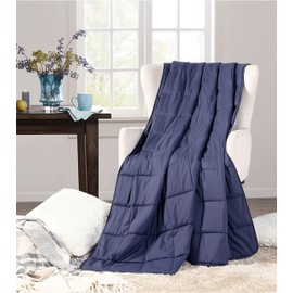 Dearfoams Microfiber 15 Pound Weighted Blanket, Navy, 60"x80"