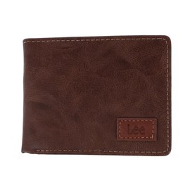 Lee Men's Tumbled Leather Bifold Wallet - Colour: Brown