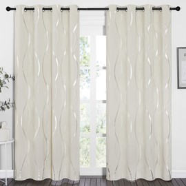 NICETOWN Blackout Curtain Panels 84 inches, Light Reducing Thermal Insulated Solid Grommet Drapes for Living Room/Nursery/Kids Room (Beige, Set of 2, 52 inches by 84 Inch)