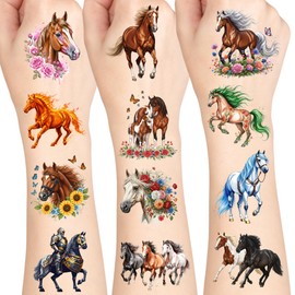 60PCS Horse Temporary Tattoos - Horse tattoos for kids, Waterproof Temporary Tattoo Stickers for Birthday Decorations, Party Supplies, Party Favors, School Rewards Gifts