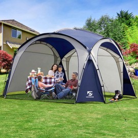 UNICAMPER Large Beach Canopy Tent UPF 50+ 12x12 ft Waterproof & Rainproof Dome Sun Shelter for 8-10 Person with 2 Side Walls, Perfect for Camping, Backyard, Fishing, Parties, Picnics