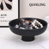 QIANLING Large Black Decorative Bowl - Black Fluted Pedestal Bowl,