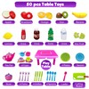 50-PCS Foldable Toy Table with Play Dishes and Tea Set