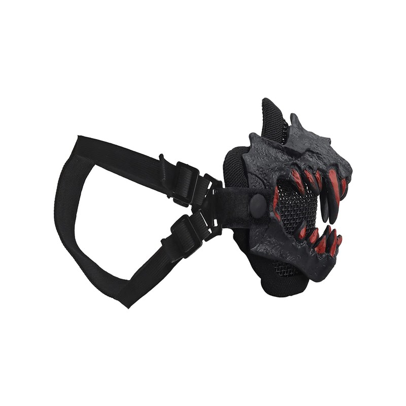 Fangs Mesh Lower Face Airsoft Protective Gear Mask (Color: Black)