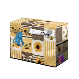 Jeiento Sewing Machine Cover, Dust Cover with Pockets for Sewing Tools, Sewing Machines, Storage Cover, Sewing Accessories, Red Mushroom White Daisies, Beauty Case