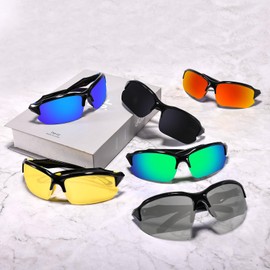 MALIDAK Polarized Sunglasses Men, Cycling Sun Glasses for Men Womens Youth, UV400 Protection Sports Sunglasses for Baseball Running Climbing