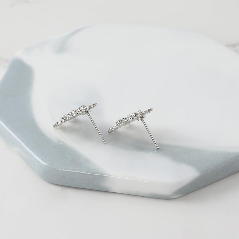 Snowflake Earrings - Christmas Flower Shaped Crystal Stud Pierced Earrings