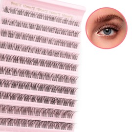 AIZUIWIY Individual Eyelashes Cluster Lashes Fluffy Wispy Lashes with Invisible Clear Lash Band DIY Natural Lash Extensions Faux Mink Eyelash Clusters Mix 8-16mm Individual Lashes