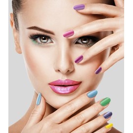 MASGLO Traditional Nail Polish 0.5 Fl. Oz. 3 piece kit with NUTRITIVE ROSE BASE, color COMICA and TOPCOAT GEL