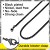 Black Wheat Chain Necklace for Men/Women Stainless Steel 24 Inch