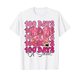 100 Days Of School Girls Coquette Bow 100th Day of School T-Shirt
