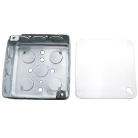 DGBRSM 1 Set 4 Inch Square Electrical Box with Cover Electrical Junction Box Metal Junction Box Suitable for Residential Commercial Industrial Building Wiring Connection Protection Enclosure