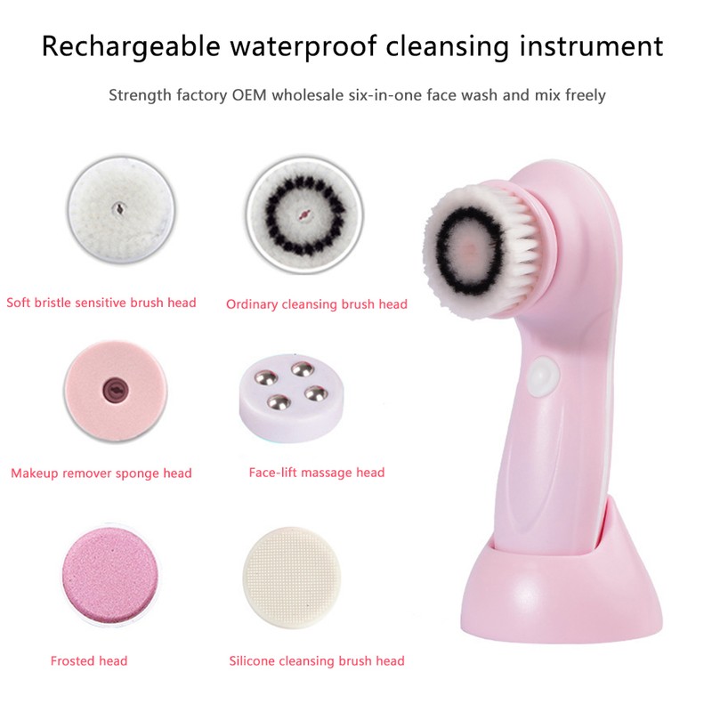 6 in 1 Facial Clean Brush USB Charging Facial Cleansing