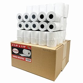 (50 Rolls) 3 1/8" x119' Cash Register Thermal POS Receipt Paper Roll BPA Free for First Data Fd100 Fd200 Fd300 Hypercom T77 - BuyRregisterRolls