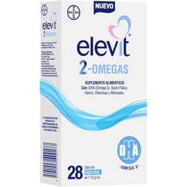 Elevit 2 Omegas | Suplemento con Omega 3, Ácido Fólico, Hierro, Vitaminas y Minerales | Multivitamínico para Mujer | 28 Cápsulas.
