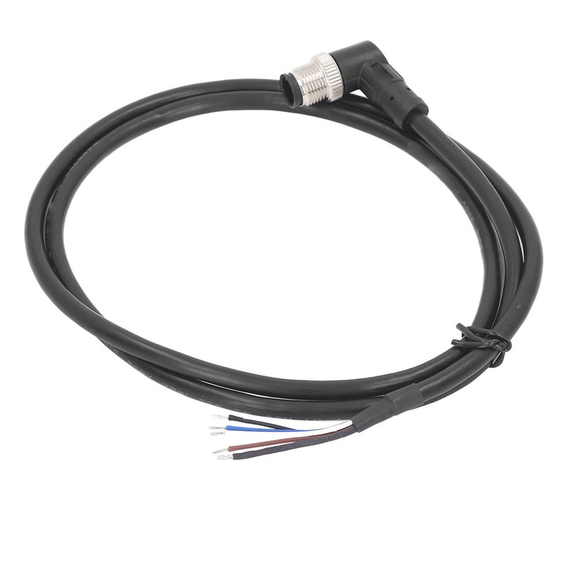 M12 Connector Cable 4 Pin Shielded Right Angle Waterproof Aviation