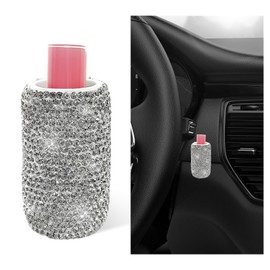 ZNDAW Upright Car Chapstick Holder, Bling Strong Adhesive Vehicle Lip Balm Holder, No Melt Upright Insulating Lipstick Organizer for Car, Sparkling Rhinestone Auto Interior Accessories (White)