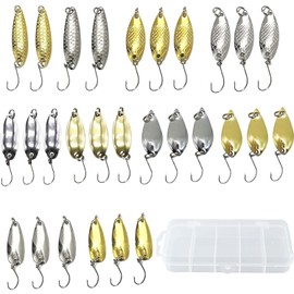 Xiaozuoyue 28-Piece Corrosion-Resistant Metal Fishing Lures Kit with Tackle Box，Saltwater & Freshwater Spoons Baits，Vibrant Multi-Season Lure Set for Trout Bass，Home Fishing Gear & Outdoor Accessories