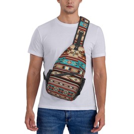SURERUIM Aztec Design Sling Bag for Women Men Crossbody Shoulder Backpack Southwest Native American Ethnic Tribal Chevron Aztec Chest Bags Navajo Print Gym Bag Travel Hiking Rucksack Casual Daypack