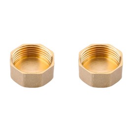 Brass Female Cap, 2PCS 1/2'' Brass Pipe Hex Head Plug, Hex Socket Pipe Plug Fittings Connector for Pipe Connecting Conversion