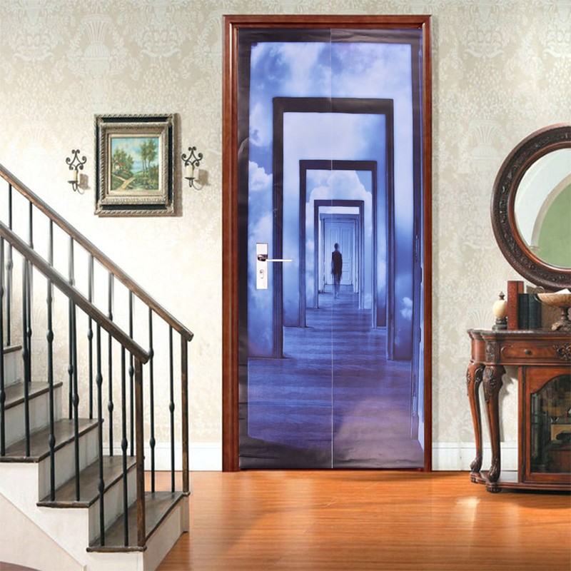 2PCS 3D Door Sticker Self Adhesive Scratch Resistant Waterproof 38.5x200cm