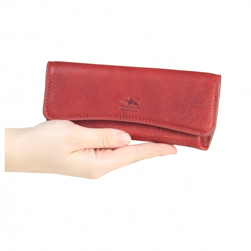 Jahn-Lederwaren Leather Glasses Case for Glasses Model BR-51407, red