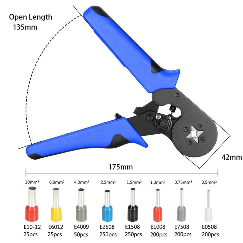 Eacam Ferrule Crimping Tool Kit, Self-adjustable Ratchet Wire Ferrule Crimper