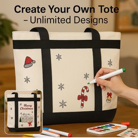 CIVJET CIVJET Insulated Cooler Bag, Insulated Tote Bag for Grocery Shopping, DIY Your Creative Designs, Cooler Bags Insulated, Pizza/Food Delivery Bag to Keep Cold/Hot (Purified Cotton, Non-Waterproof, Beige